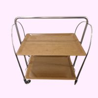 Servierwagen vintage Holz Chrom Krombacher Solingen