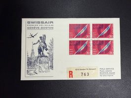 Swissair Erstflugbrief Genf-Boston 1973