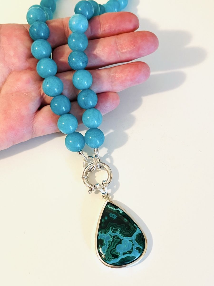 Catenine: Azur Malachite & Amazonit Necklace Sterling Silver – Nuovo e nell'imballaggio originale da Rüschlikon venduto da ThereseJewelryDesign 5