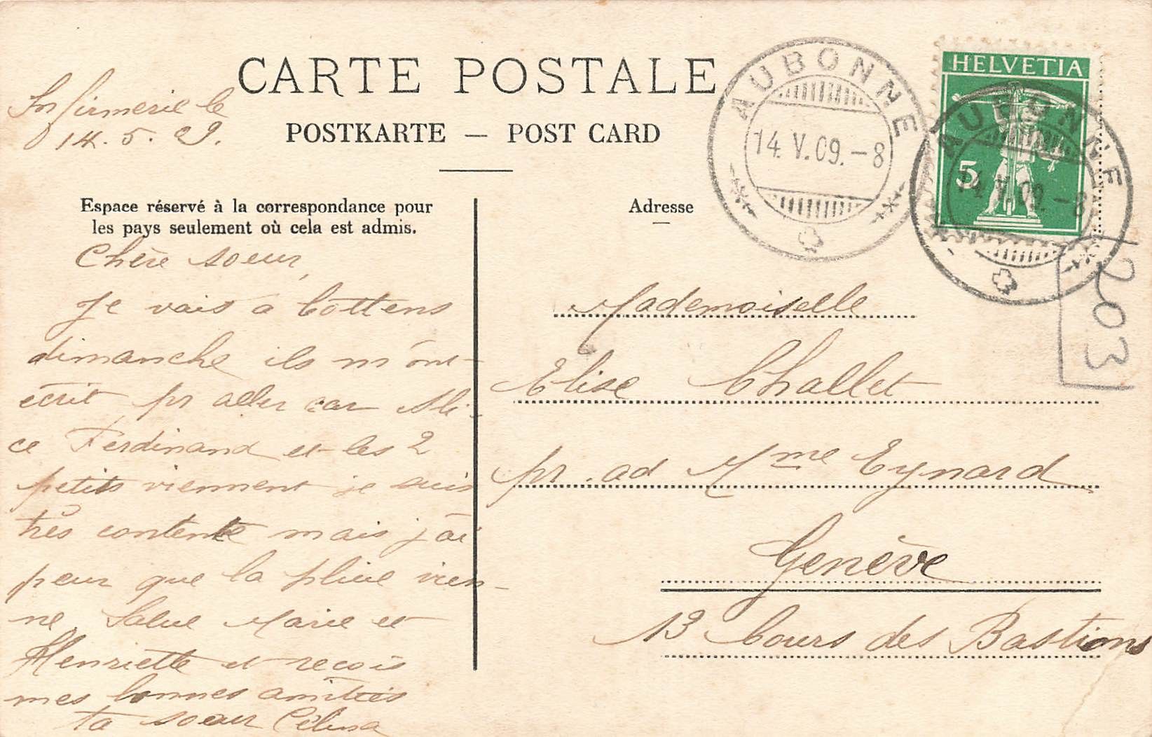 Cartoline postali: Aubonne – Usato da Biasca venduto da Blenio71 1