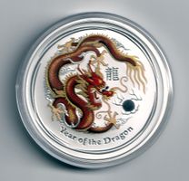 Australien Lunar II 2012 - 2 oz Silber Drache, coloriert