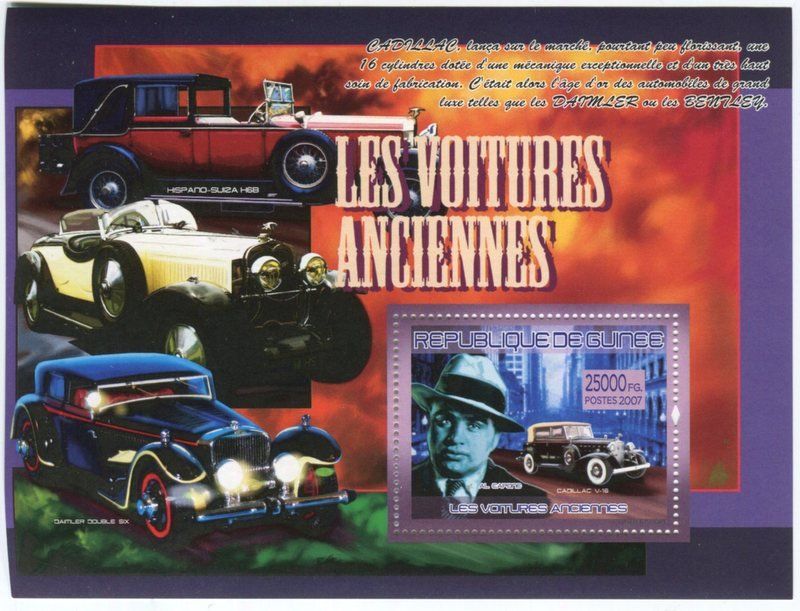 Tous les timbres: Block "Oldtimer. Al Capone". Guinea – Neuf avec emballage d'origine à Basel par Butsch5