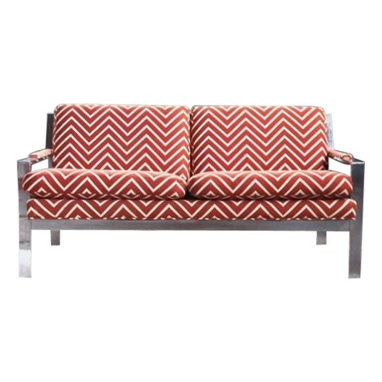 Divani: Postmodernes Cy Mann Chrome Sofa Loveseat, 1970er – Usato da Basel venduto da PorcelainKitten