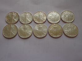 USA 10 x 1 oz Fine Silver Eagle .999  UNZ - Voir liste dates