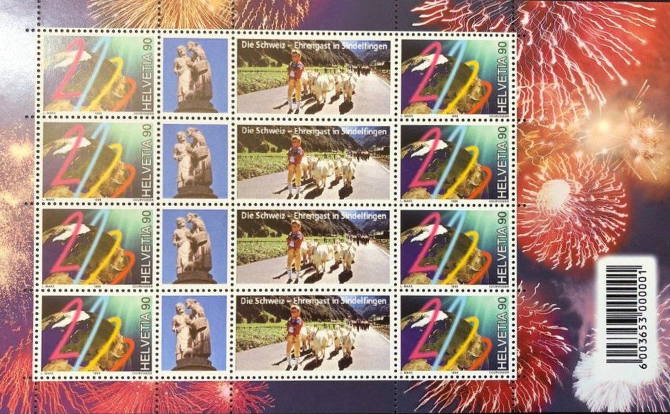 Tutti i francobolli: S80E, Millennium im Bogen postfrisch Kt. 250.- – Usato da Baden venduto da Eggi