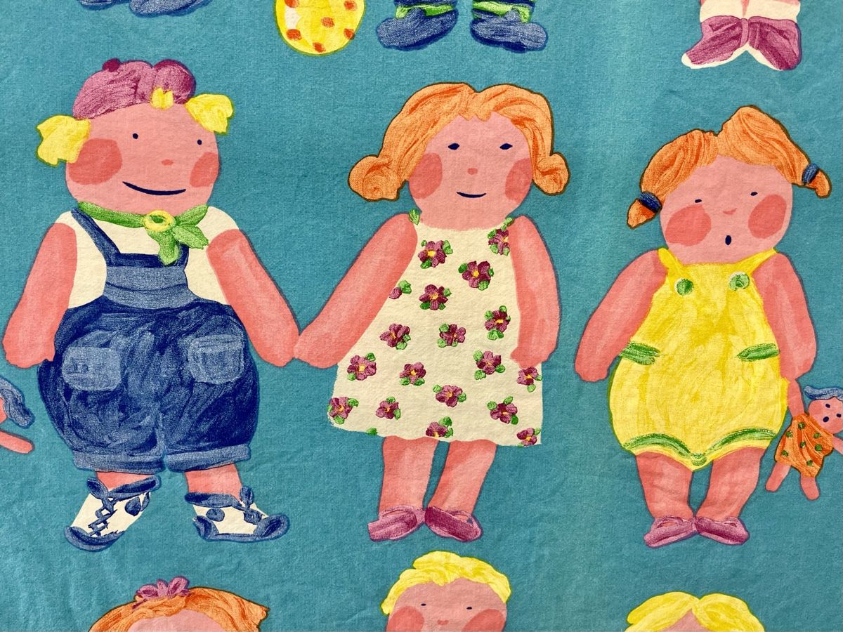 Biancheria da letto: Süsse Kinderbettwäsche oder Stoff Kinder/Puppen blau bunt – Usato da Zürich venduto da Popcorn-Vintage 2
