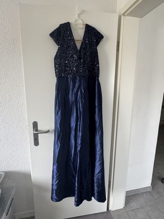 Abendkleid dunkelblau Glitzer 