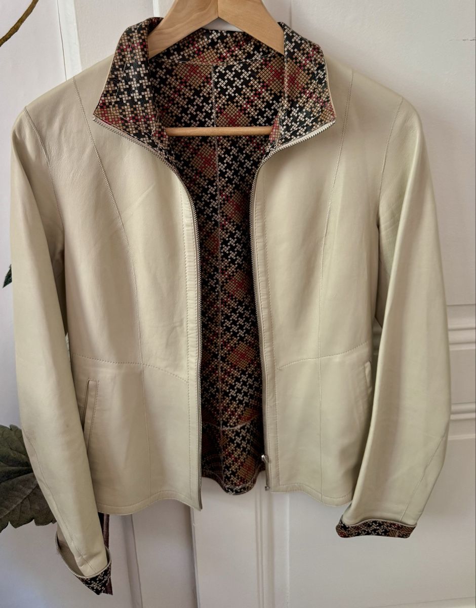 Giacche: Veste en cuir beige réversible - Chic ! – Nuovo (secondo la descrizione) da Genève venduto da inf_2ggr 1