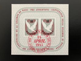 Jubiläumsblock 100J. Basler Taube W23 ET-☉ (KP: CHF 100.00)