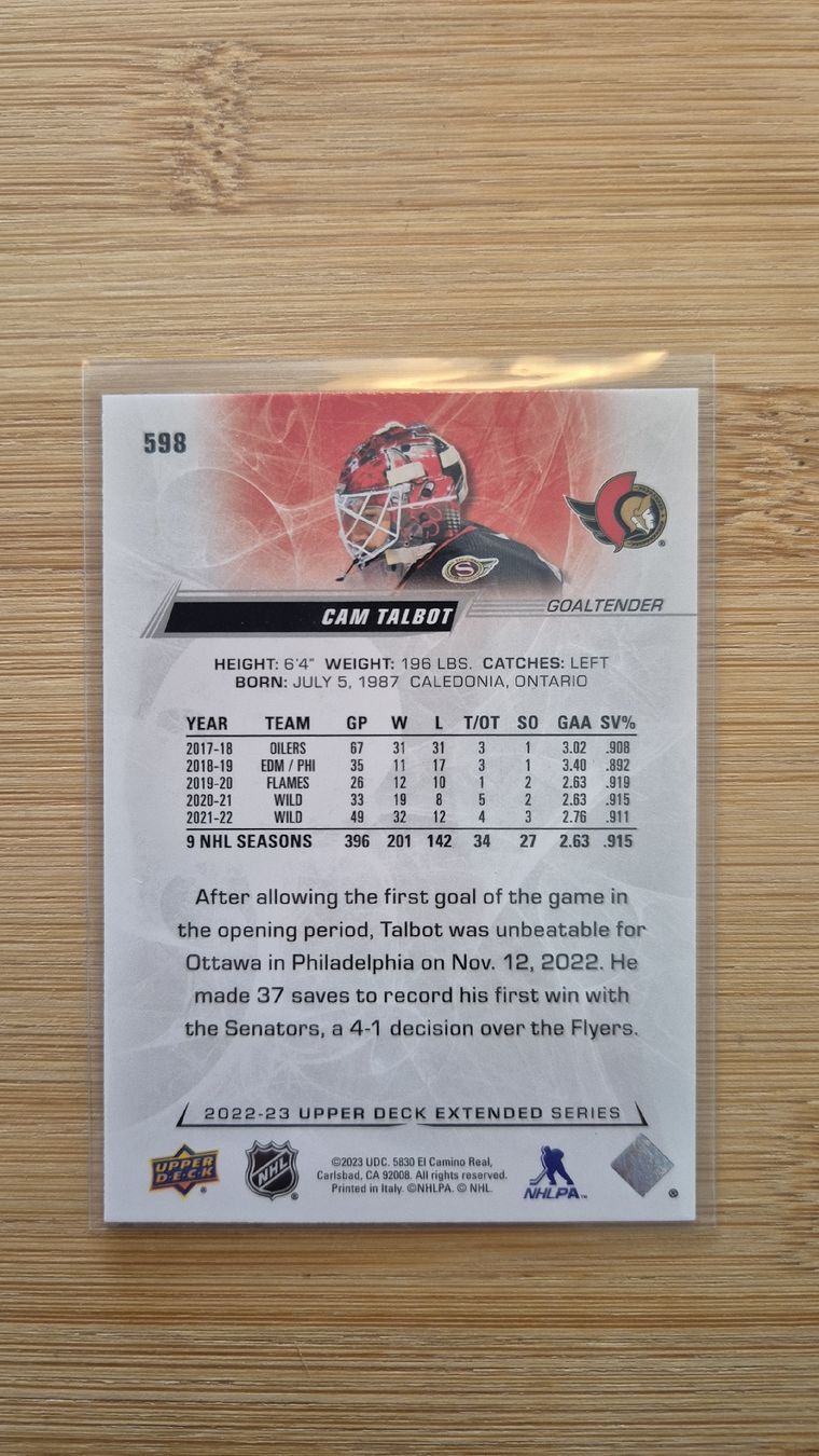 NHL Carte collezionabili: NHL Cam Talbot Ottawa Senators – Usato da Bellach venduto da paedu-1980 1
