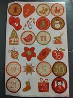 1 Bogen Sticker Adventszahlen Zahlen 1-24 Neu formen herz