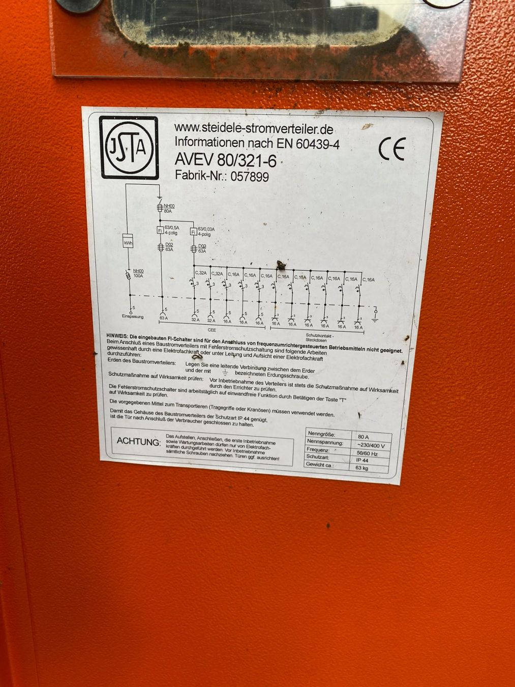 Electrotechnique: STEIDELE Baustromverteiler 80A AVEV 80/321-6 – D'occasion à Hünenberg See par Xtschange 2