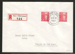 Zwischensteg Nr. S46 auf R-Brief, Tag d. Briefmarke