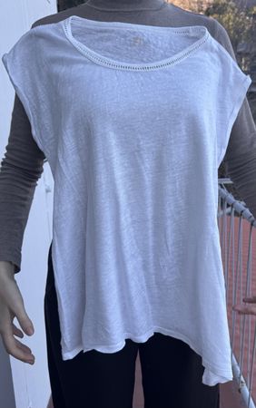 maglia estiva in lino bianco, taglia L