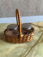 Old Salt & Pepper Shakers in Wicker Basket Set, summer de...