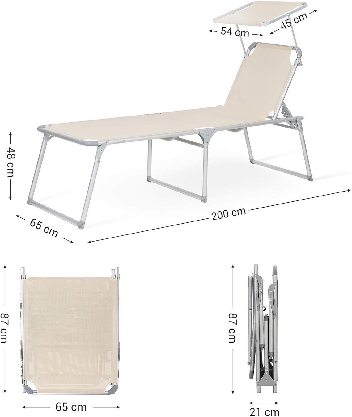 Sedie a sdraio & strandkorb: SONGMICS Gartenliege + Sonnendach beige – Nuovo e nell'imballaggio originale da Bottighofen venduto da zaap 2