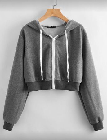 Veste zippée à capuche courte grise, taille S - Été ☀️
