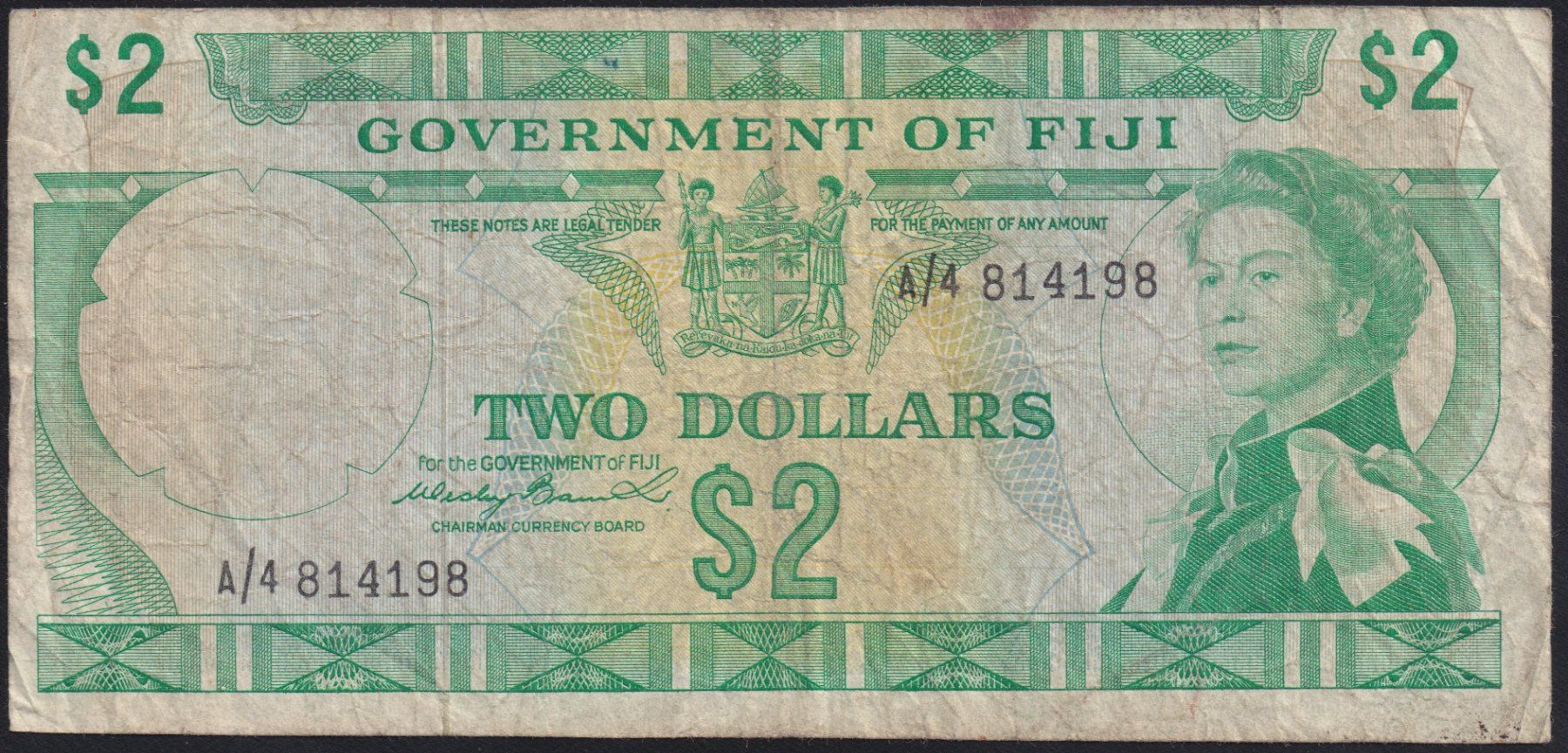 Billets de banque: Fiji 2 Dollars 1971 – D'occasion à Brugg AG par banknoten_muesli