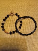 Elegantes Damen Armband Set, Schwarz/Gold, Neu,