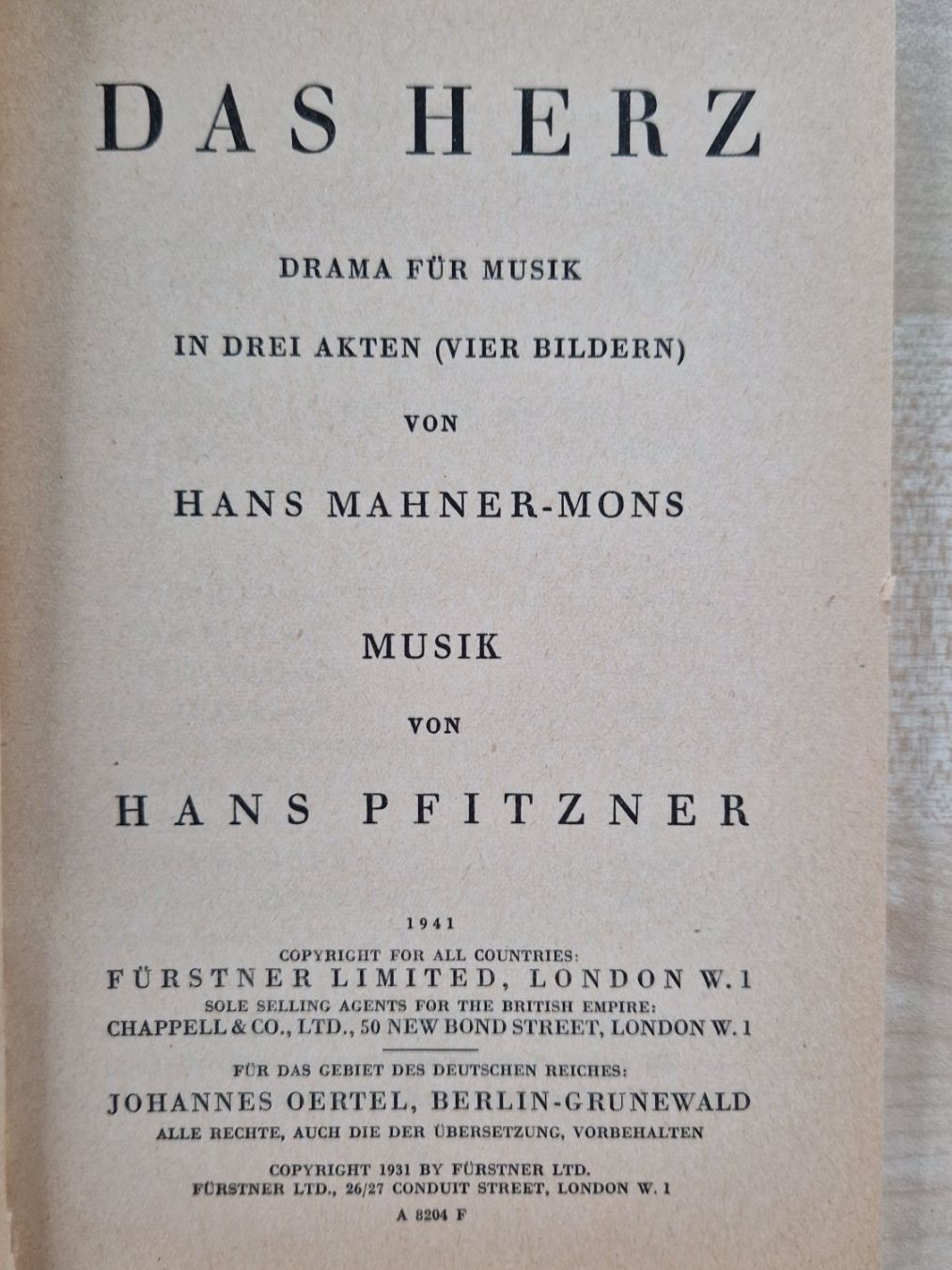 Libri: Hans Pfitzner / Das Herz / Taschenbüchlein – Usato da Malters venduto da page02 2