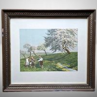 🎨 Wilhelm Schacht Farblithografie Frühling Im Lenz Bild ✨