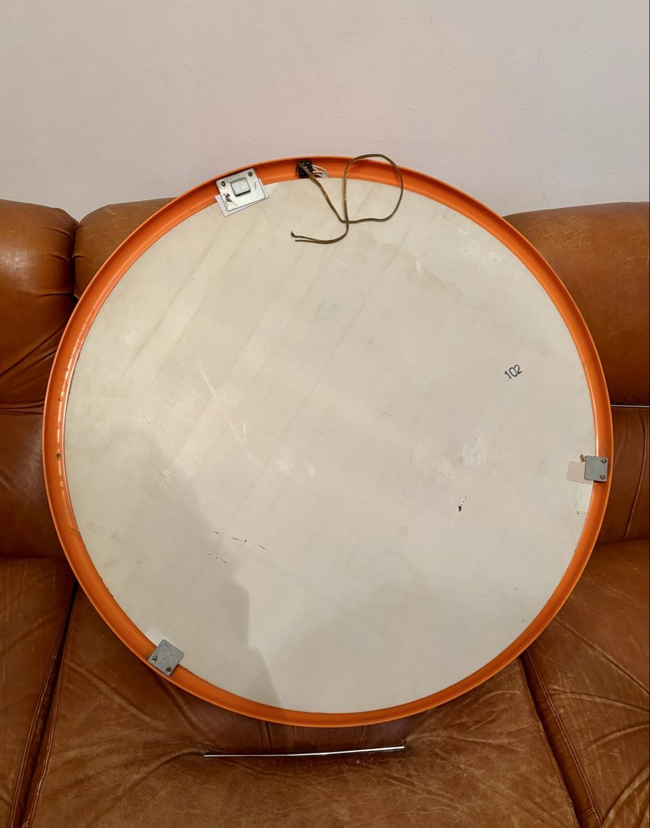 Specchi: Retro Orange Wall Mirror - 1970s Space Age Design – Usato da Lugano venduto da rrkivio 1