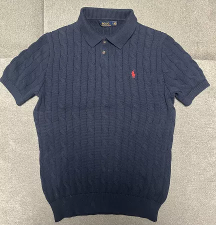 Ralph Lauren Strickpolo Cable Knit Zopfmuster Grösse L Navy