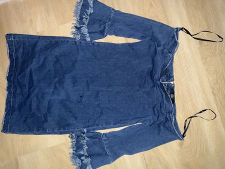 Denim Kleid Fransen Ärmel Reissverschluss Grösse 36 guter Zu