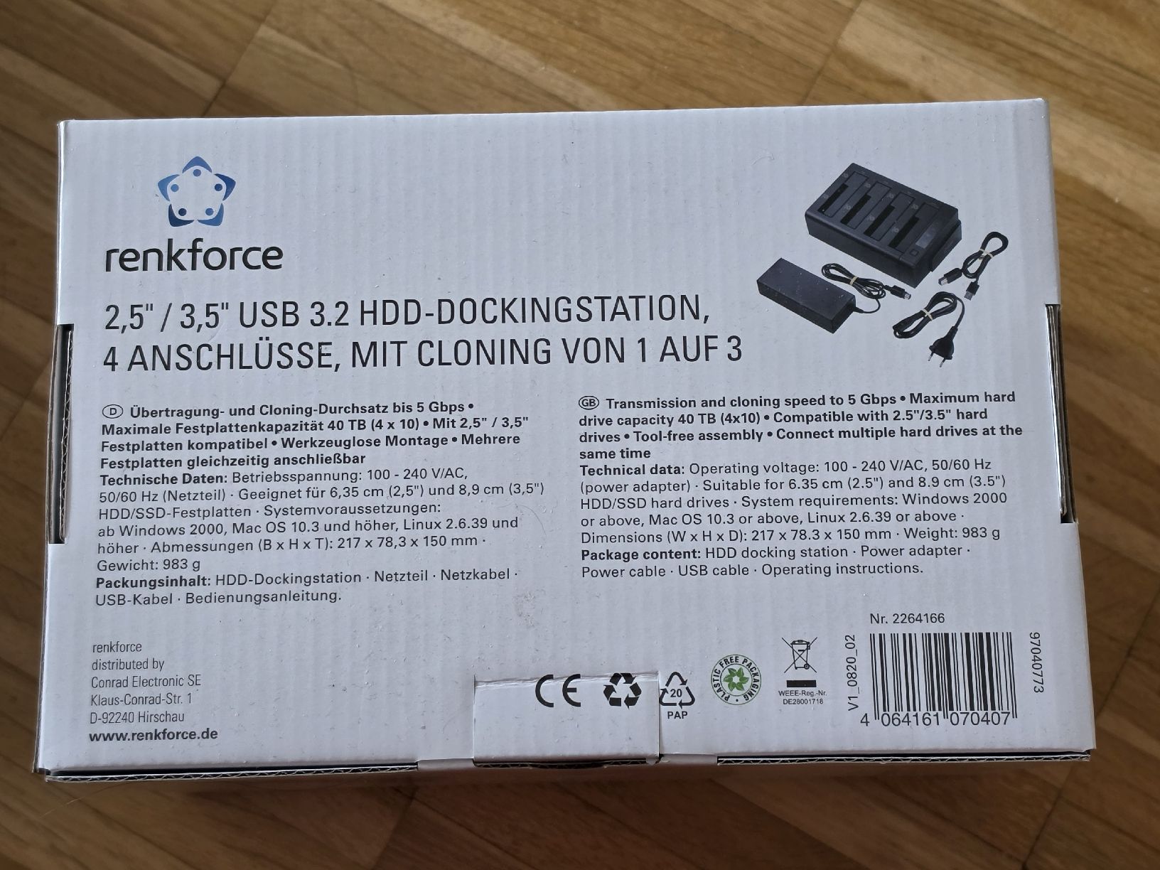 Renkforce Dockingstation: Renkforce 2,5"/3,5" USB 3.2 HDD-Dockingstation mit Cloning – Neu (gemäss Beschreibung) aus Aesch BL von immon 1
