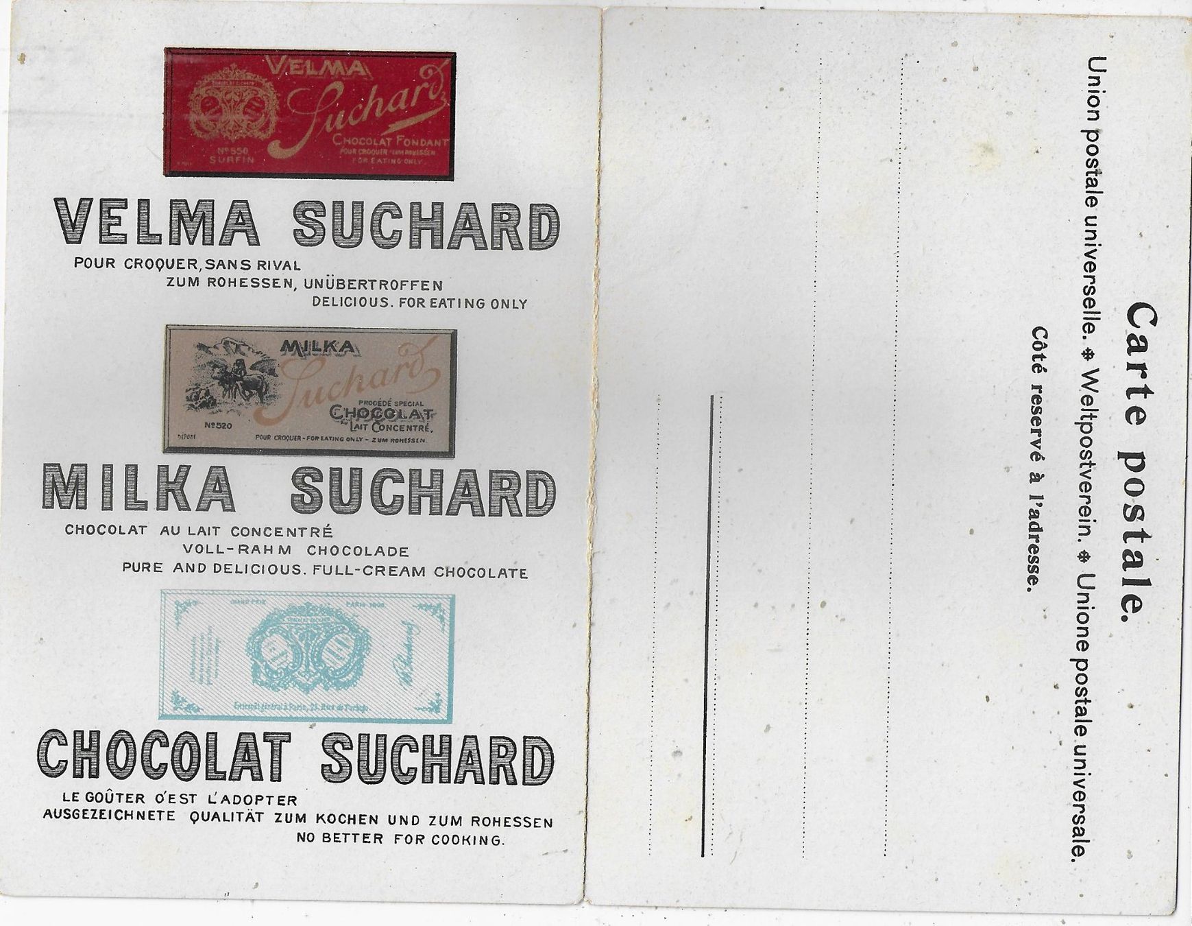 Cartoline postali: Cacao Suchard - Schweizerpsalm - Menukarte - Litho – Usato da Ettingen venduto da Kartenplanet 2
