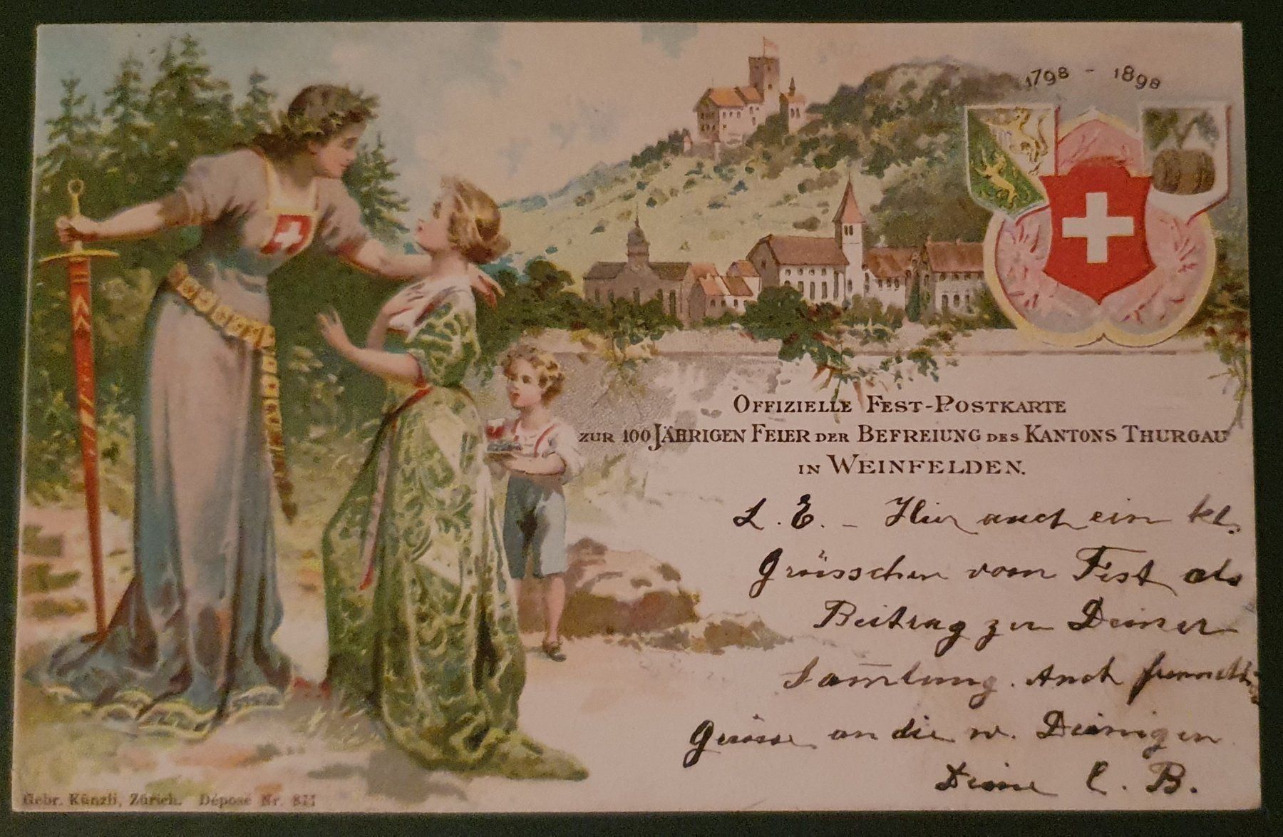 Cartoline postali: Fest-Postkarte Thurgau, Weinfelden 1898 – Usato da Kreuzlingen venduto da Rschweiz1