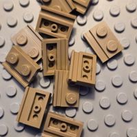 Lego 12x Platte 1x2 mit Führungsschiene(32028)dark tan