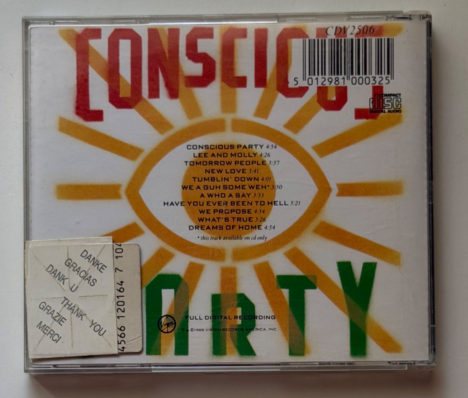 CD: Ziggy Marley & The Melody Makers / Conscious Party – Usato da Näfels venduto da rottabi 1