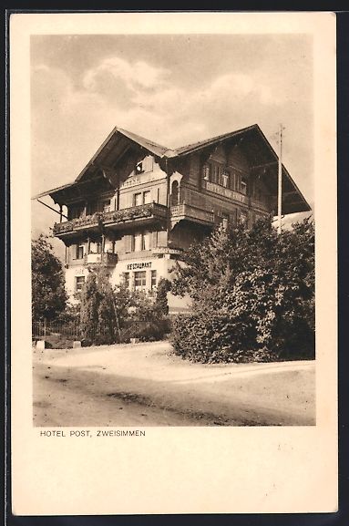 Cartoline postali: Zweisimmen, Hotel Restaurant Post im Son – Usato da Berlin venduto da bartko-reher