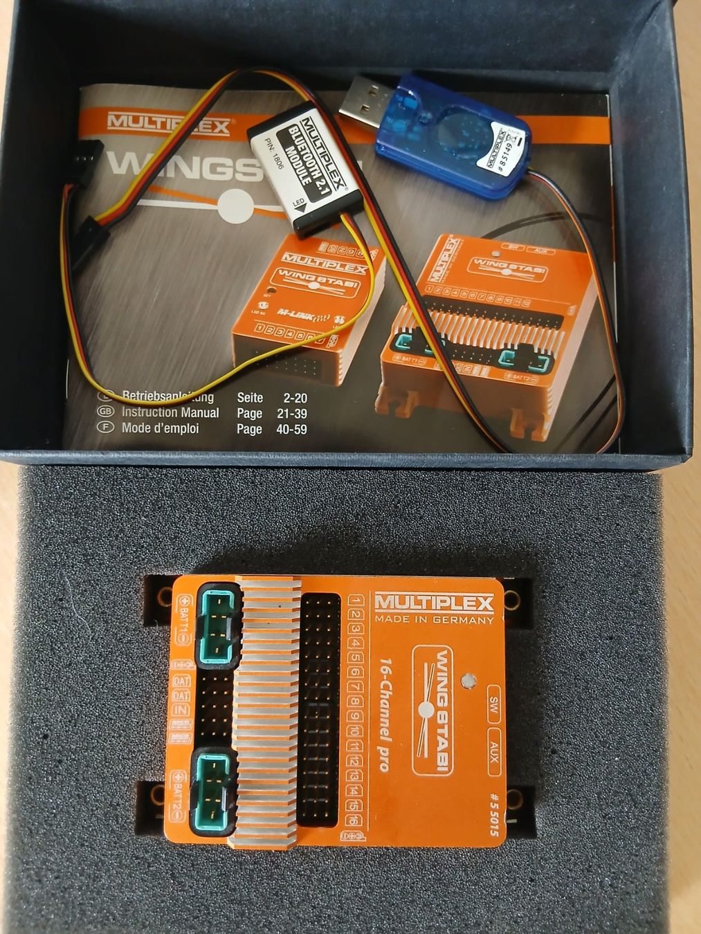 Multiplex Telecomandi: Multiplex Wingstabi Evolution 16 mit 35A Akkuweiche – Usato da Niederglatt SG venduto da Highway-Damage