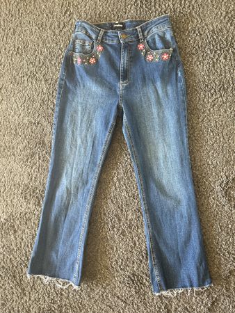Desigual Damenjeans Gr. 42, Stickerei, Bootcut, cool!
