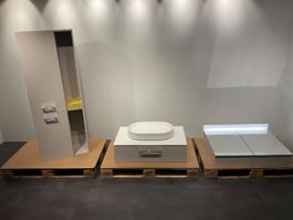 066 Fraefel Badmöbelkombination, 3-Teilig, graun, 90cm