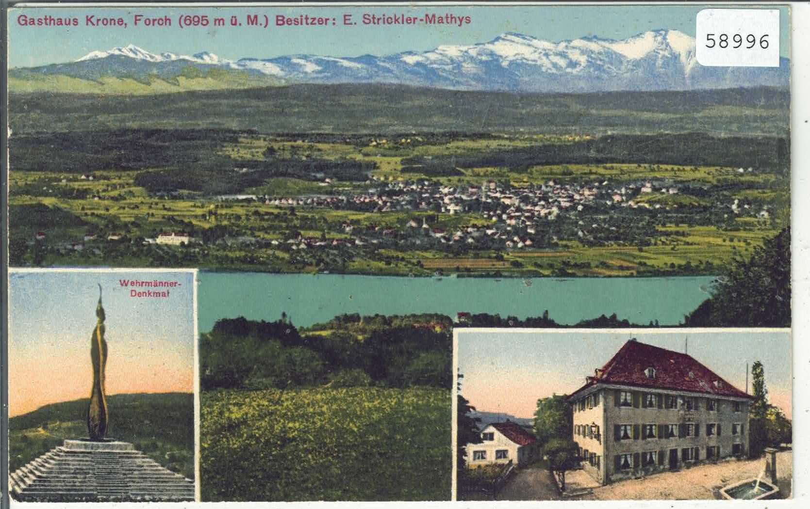 Ansichtskarten: Gasthaus Krone - Forch - Multiview - Litho – Gebraucht aus Ettingen von Kartenplanet