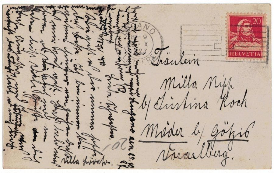 Ansichtskarten: Mädchen mit Katze, gelaufen 1927 – Gebraucht aus Frauenfeld von POML 1