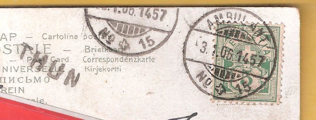 Cartoline postali: 3.1.1906 Balkenstempel THUN/Litho Blumen – Usato da Zürich venduto da Hagliweg