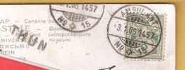 3.1.1906 Balkenstempel THUN/Litho Blumen