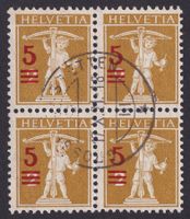 Nr. 147 Tellknabe, Viererblock mit Zentrumstempel