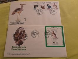 2 Enveloppes Philatéliques Afrique du Sud 1989 Oiseaux🤞