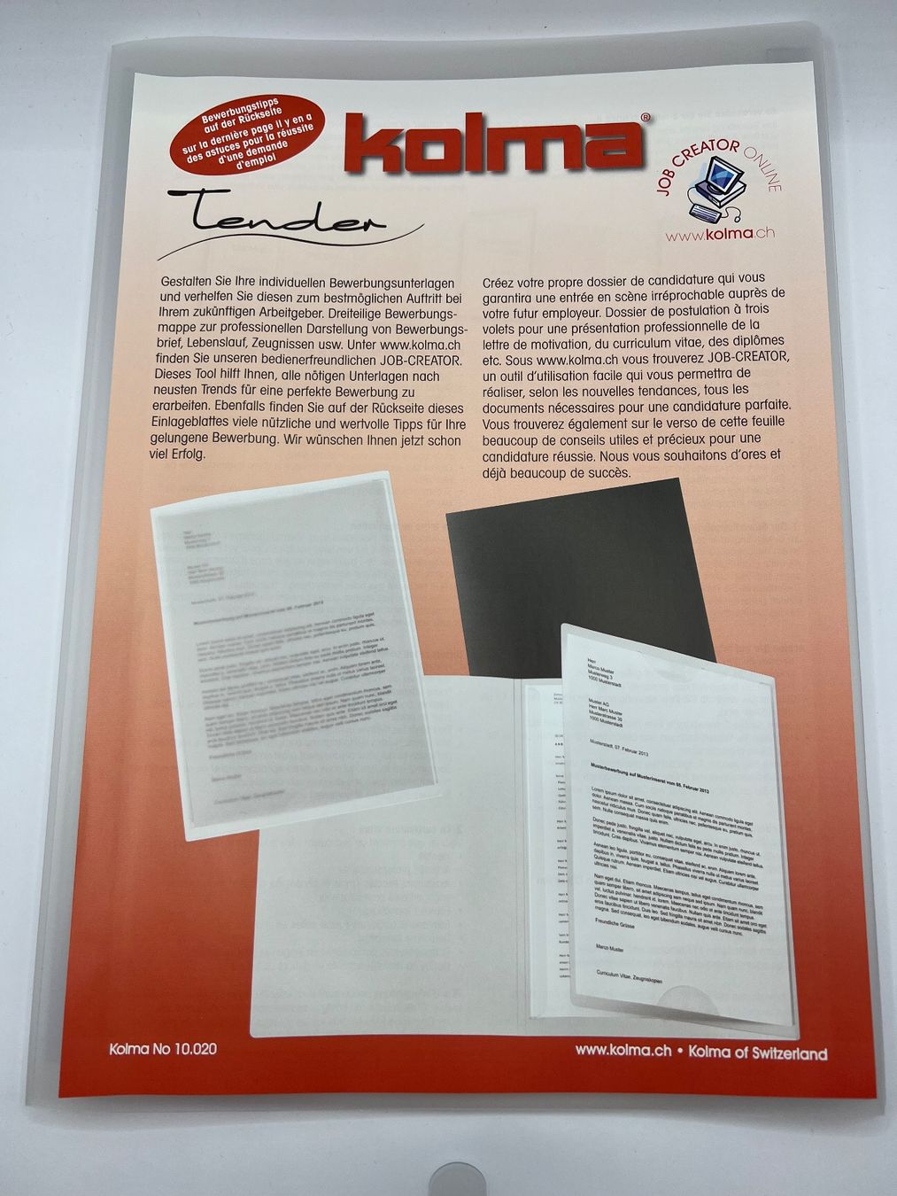 Raccoglitori: Kolma Bewerbungsmappe Tender A4 transparent – Nuovo e nell'imballaggio originale da Vaduz venduto da NotNeeded