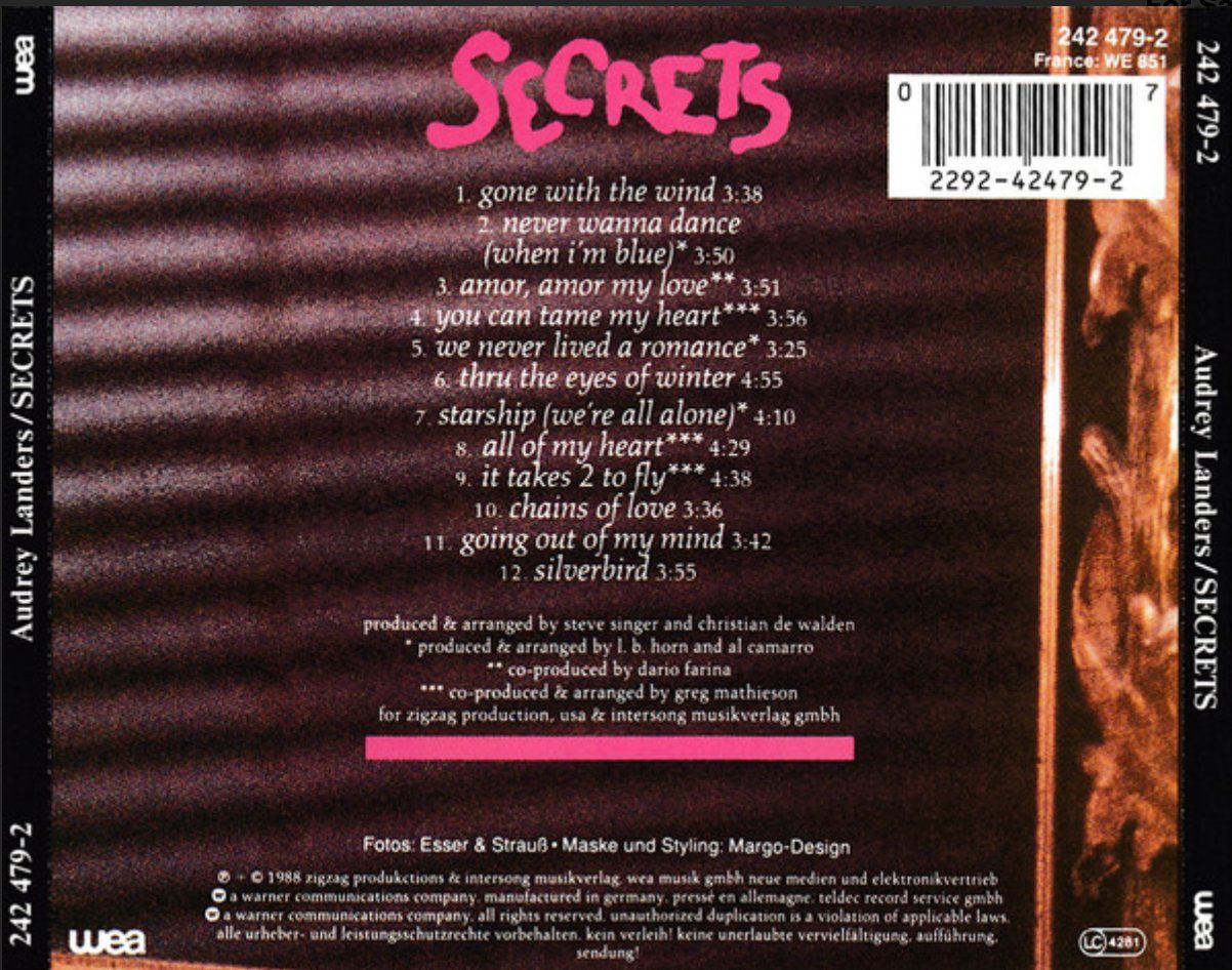 CD: Audrey Landers – Secrets – Usato da Brunnen venduto da Barfly5 1