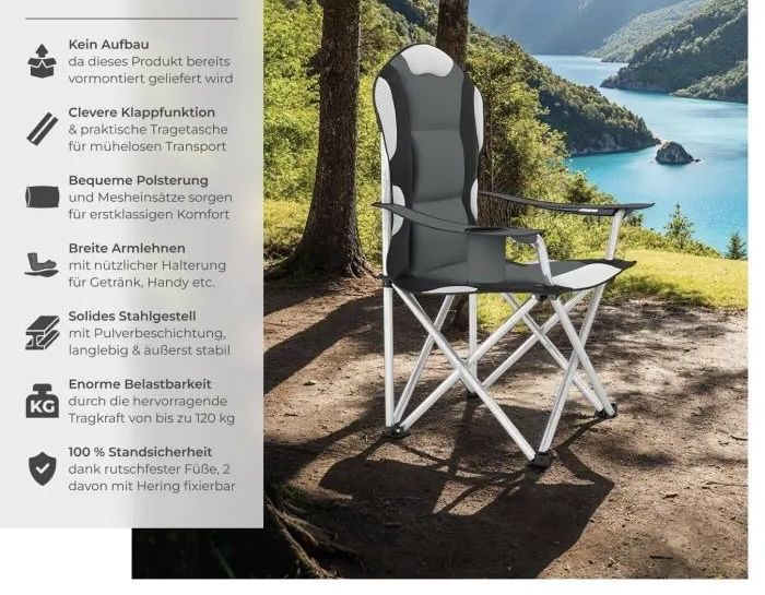 Stühle: Campingstuhl grau 2er Set – Neu und originalverpackt aus Oberegg von MR-shop 1