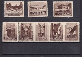 Vignettes TIR FEDERAL FRIBOURG 1934 8 pièces