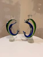Vintage Delfine aus Murano Glas grün/ blau, 2x