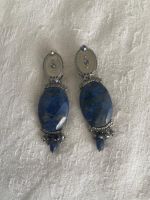 Satellite blue stone earrings clip-on perfect condition