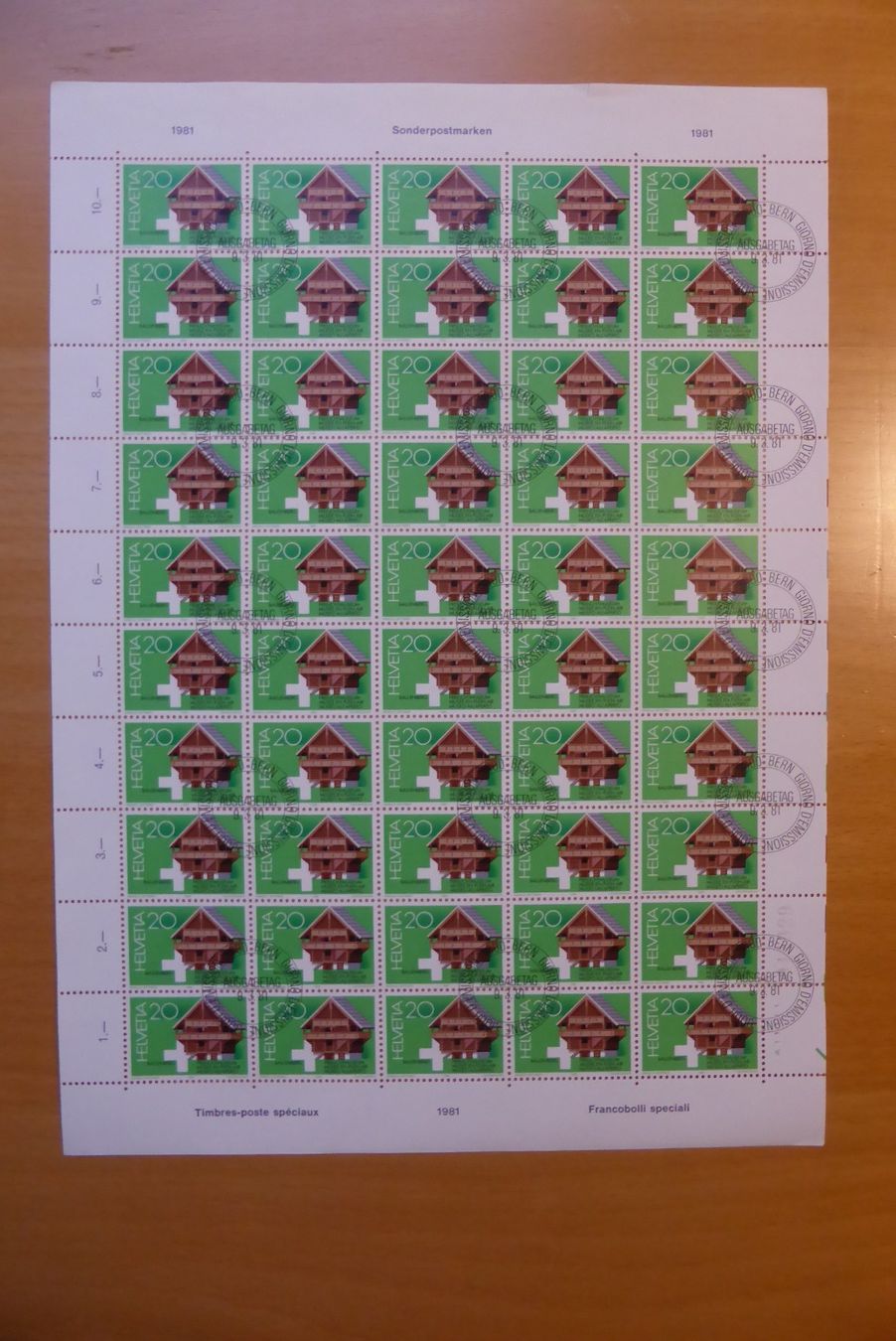 Alle Briefmarken: CH - Briefmarkenbogen - Freilichtmuseum 9.03.1981 – Neu (gemäss Beschreibung) aus Brunnadern von lesezirkel